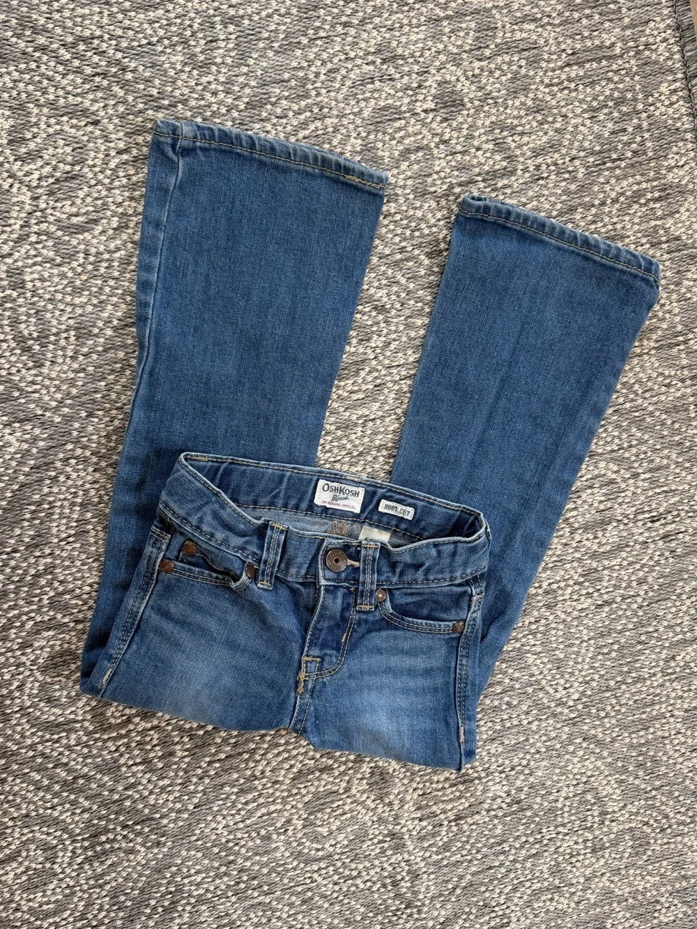 VTG Y2K OshKosh B'gosh Girls Boot Cut Slim Jeans Sz 5 Oshkosh Embroidered Pocket